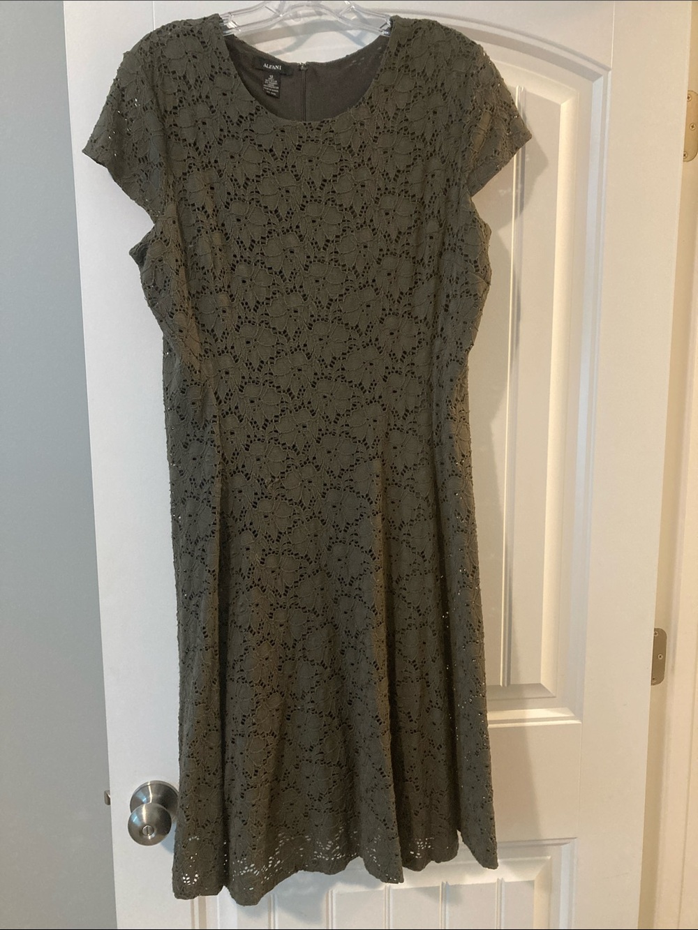 Avenue Olive Green Lace Midi Dress